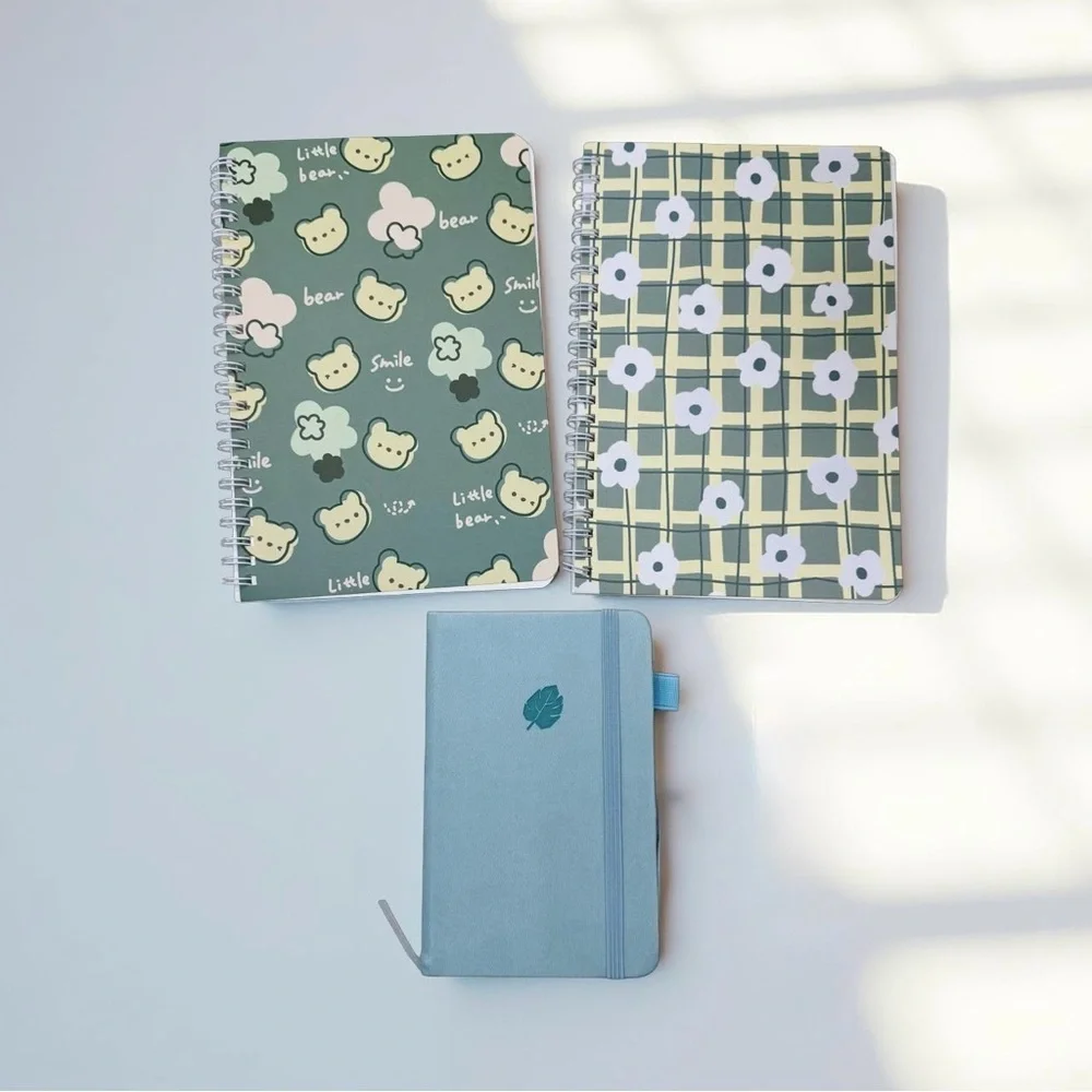 Cute Bear and Floral Notebook Trio